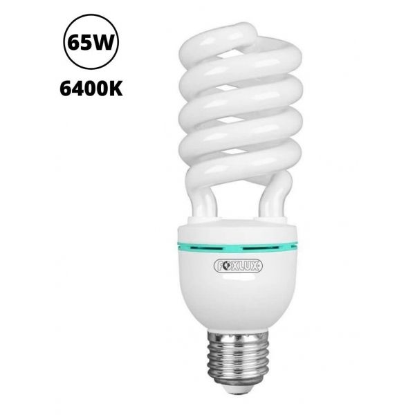 Lâmpada Fluorescente Compacta Espiral 65 W 220 V E27 6.400 K Foxlux