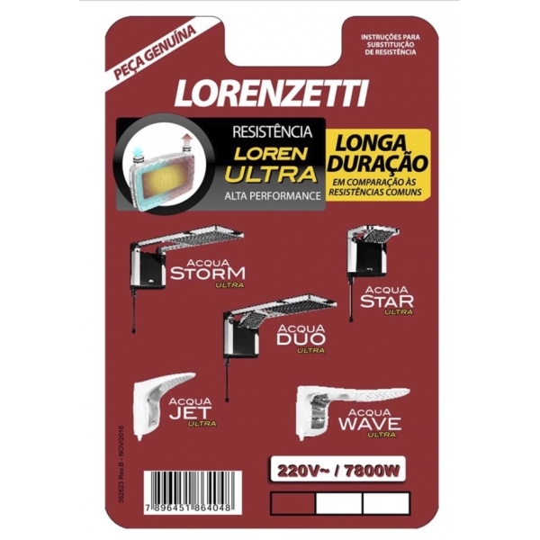 Resistência Acqua Storm 7800 W x 220 V 3065B Lorenzetti