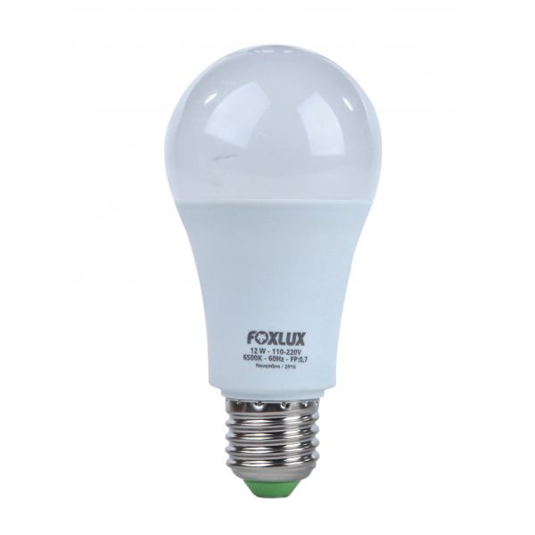 LAMPADA LED BULBO A60 12W E-27 6500K BRANCA BIVOLT FOXLUX 90.22