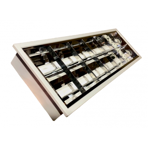 Luminária de Embutir para 2 Lâmpadas Tubulares LED 16 W com Refletor e Aletas Anodizadas Elétrica Bichuette