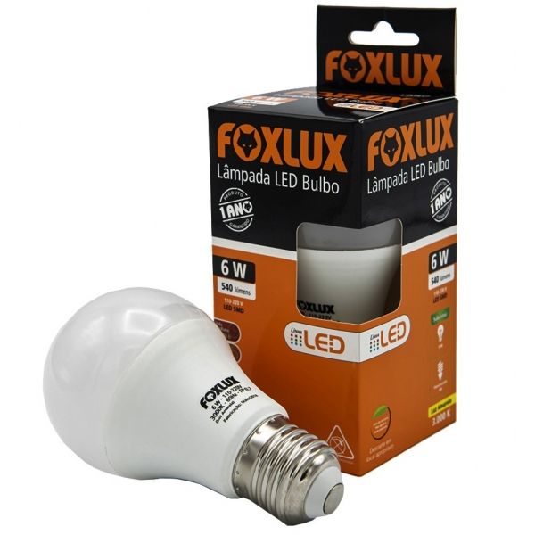 Lampada LED Bulbo A60 6 W E27 3000 K Amarela Bivolt 90.06 Foxlux