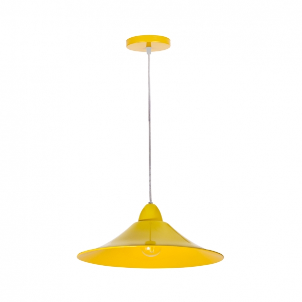 Luminária Pendente Chapéu Chinês Bahrein em Alumínio Amarelo Kin Light