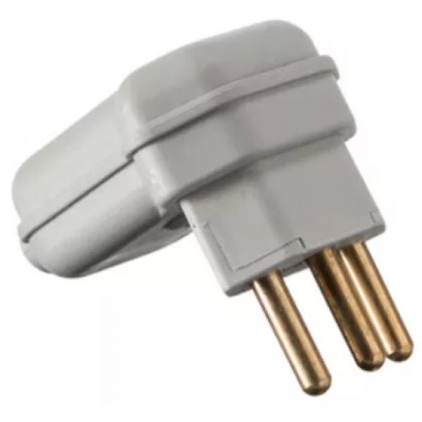 Plugue Macho 2P+T 20 A Lateral 90° Cinza PA16590 com Prensa-Cabo Margirius