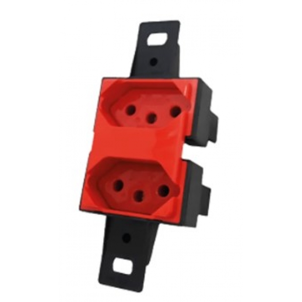 Tomada Dupla 2P+T 20 A 3 Postos Para Condulete Vermelho B.Lux