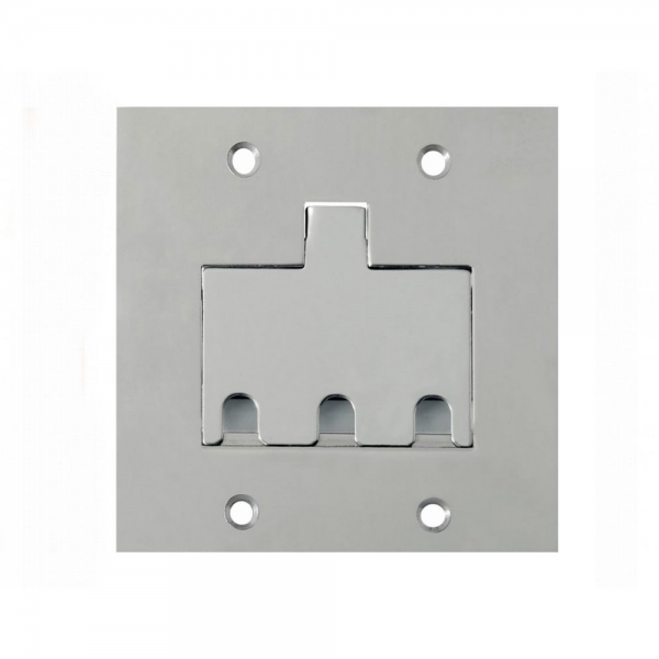 Placa para Piso 4 x 4 para 3 Conectores RJ11/RJ45 em Aço Inoxidável Polido Stamplac