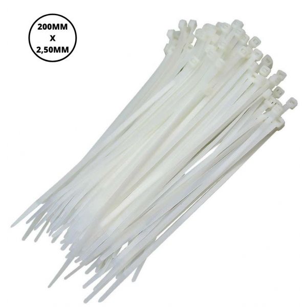 FITA ABRACADEIRA NYLON ENFORCA GATO 200X2,50MM BRANCA