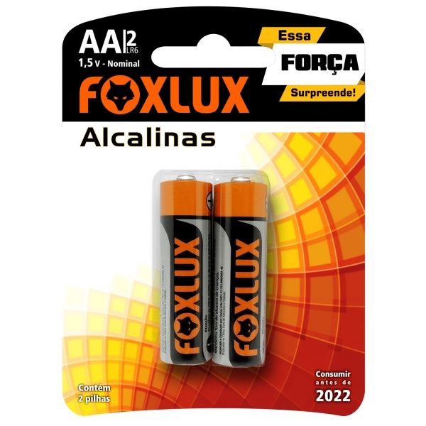 Pilha Alcalina Pequena AA Com 2 Peças 95.02 Foxlux
