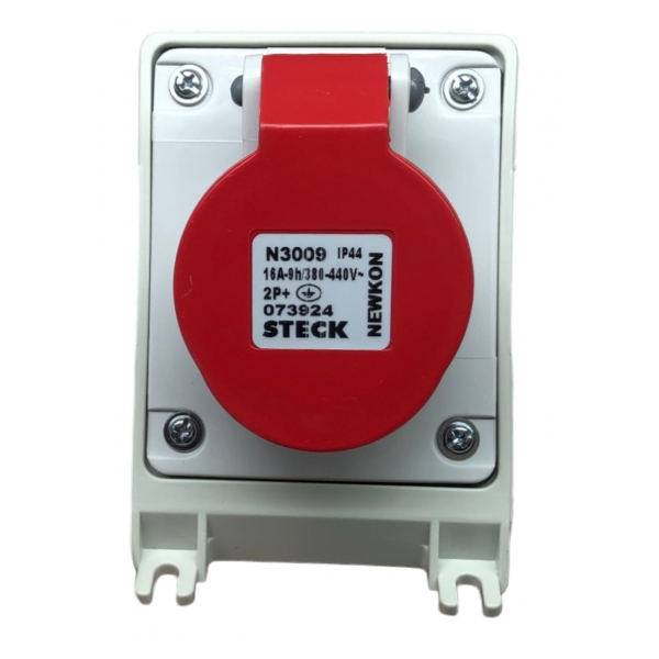 Tomada Industrial Newkon 2P+T 16 A 380 V 9 h Vermelha N3009 Steck