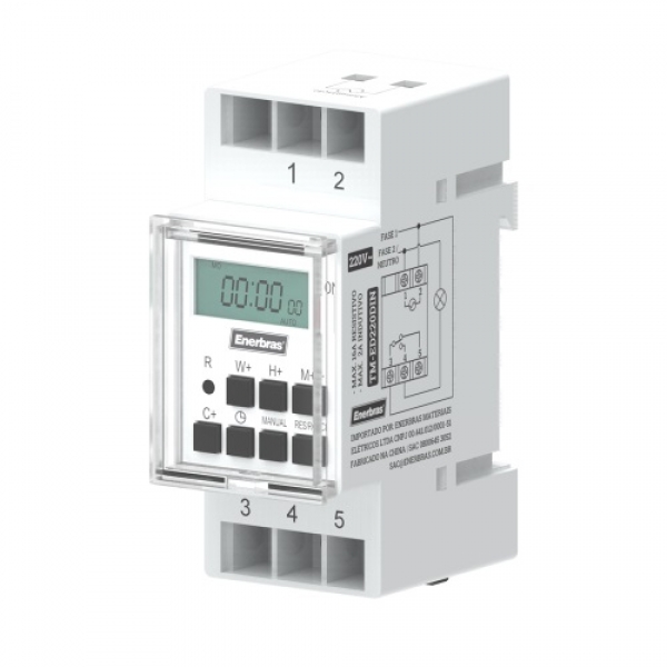 Timer Programador Digital 127v Para Trilho DIN Tm-ed127din Enerbras