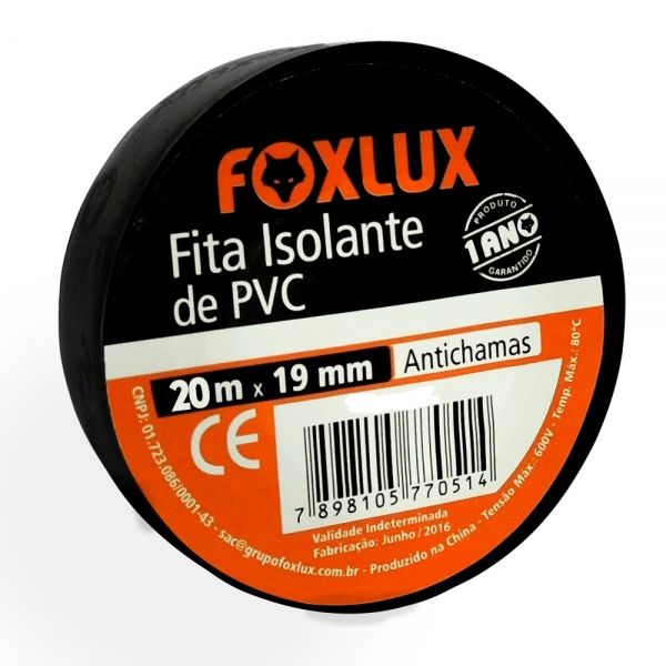 Fita Isolante 19mm X 20m Preta 10.03 Foxlux