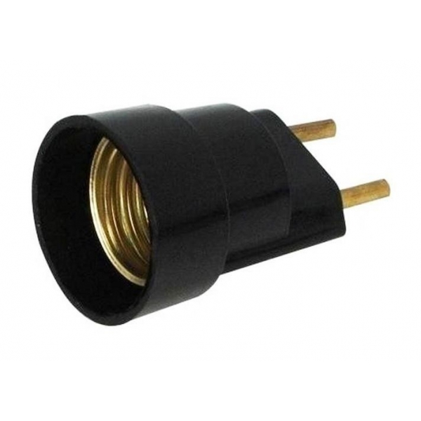 Bocal Adaptador E-27 com plug Macho Preto 43.06t Foxlux
