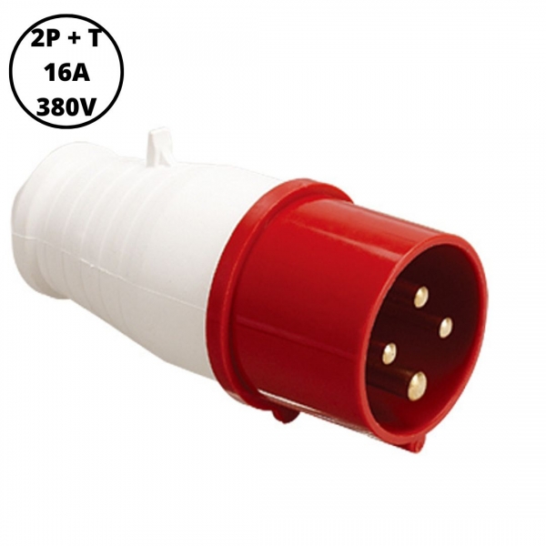 Plugue Macho Industrial 2P+T 16 A 380–415 V Vermelho 40036 Lukma