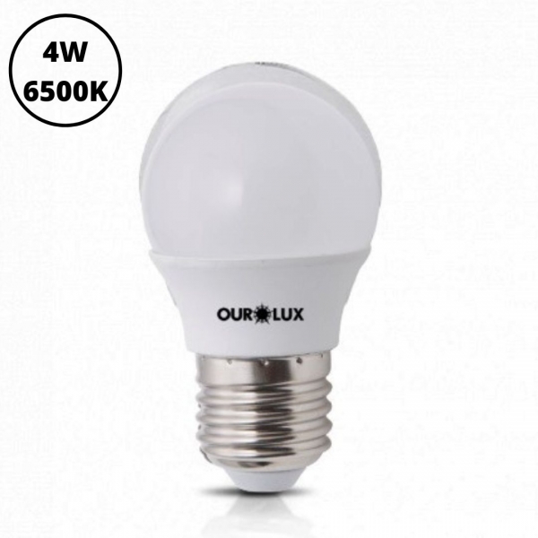 Lâmpada Bolinha LED 4 W E27 Bivolt 6500 K Branco Frio Ourolux