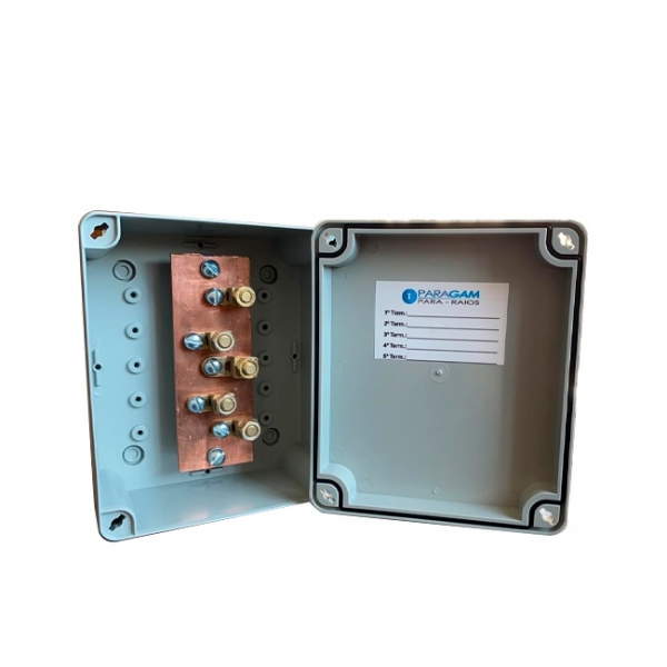 Caixa de Equipotencialização para Sobrepor 170 X 145 X 90 mm com Barramento e 5 Terminais Elétrica Bichuette
