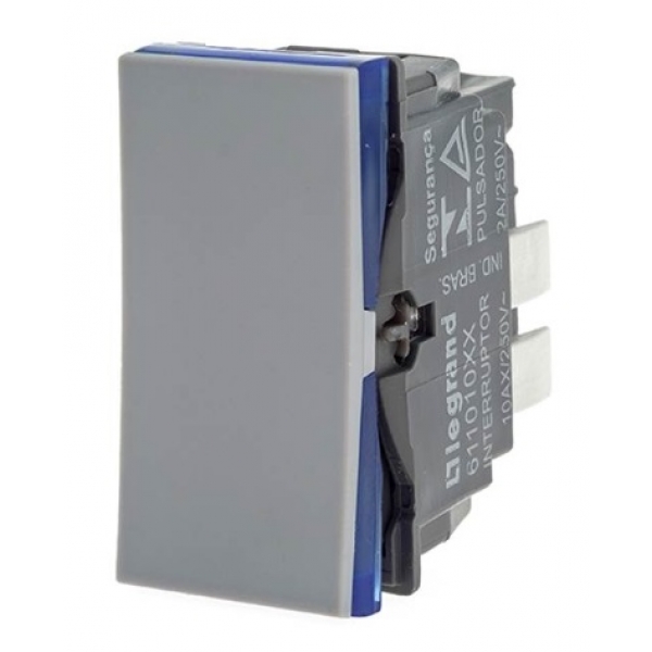 Interruptor Pulsador para Iluminação 2 A 250 V Cinza com Borne Automático Pial Plus+ 611013CZ Pial Legrand
