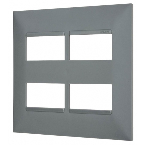 Placa 4 x 4 para 2+2 Módulos Separados Cinza Pial Plus+ 618514CZ Pial Legrand