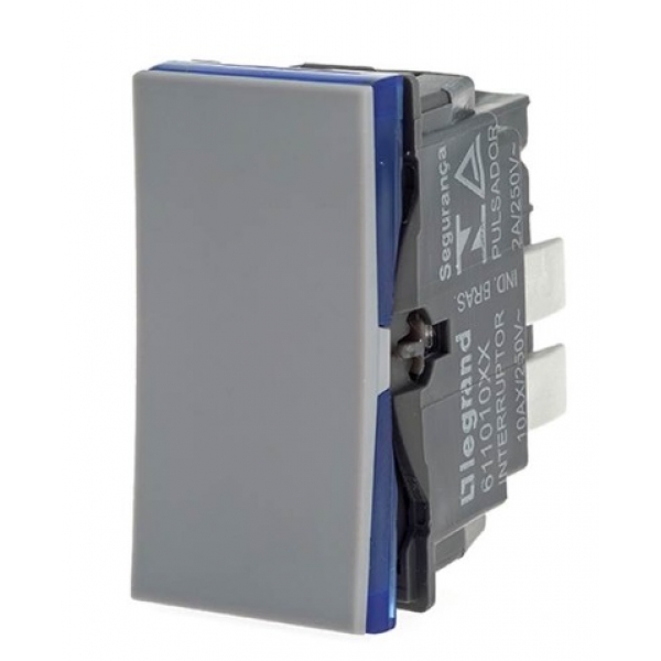 Interruptor Simples 10 A 250 V Cinza com Borne Automático Pial Plus+ 611010CZ Pial Legrand