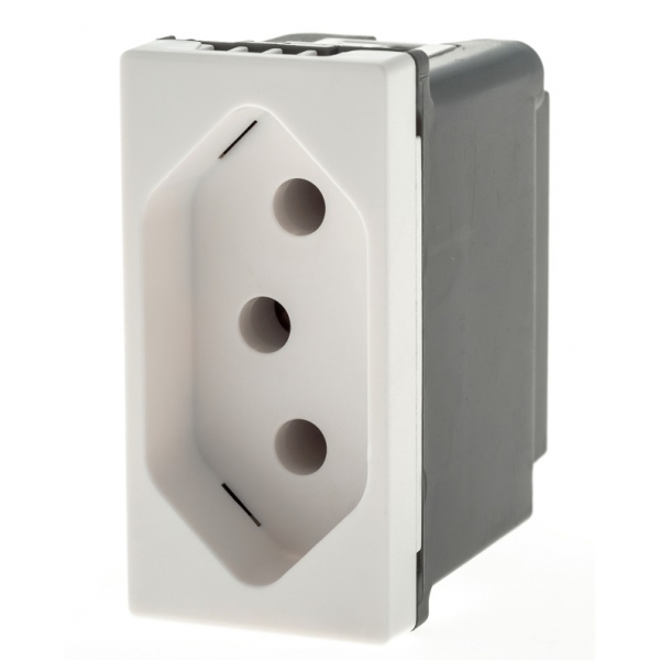 Tomada 2P+T 10 A 250 V Branca com Borne Automático Pial Plus+ 615038BC Pial Legrand