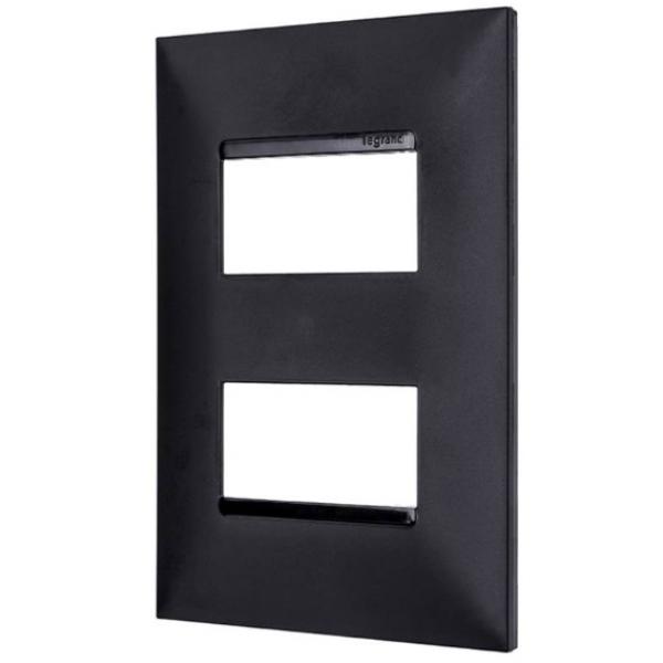 Placa 4 x 2 para 2 Módulos Separados Preta Pial Plus+ 618506PT Pial Legrand