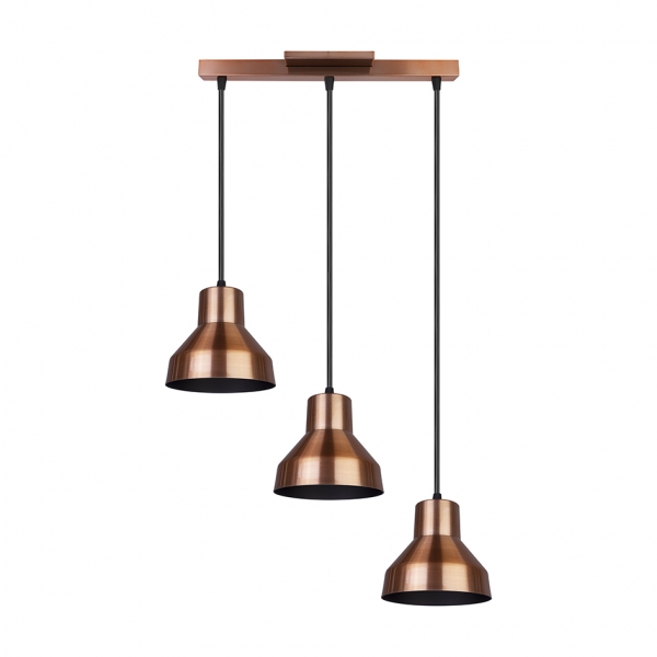 Pendente Alumínio Viena Cobreado Preto 3lamp Pd130/3co Preto Kin Light