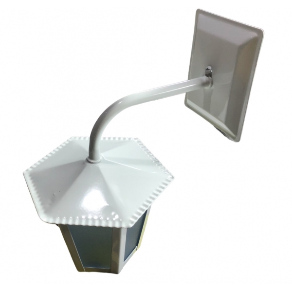 Arandela Colonial Sextavado Pequena Branco L-1 B Br Ideal Iluminação