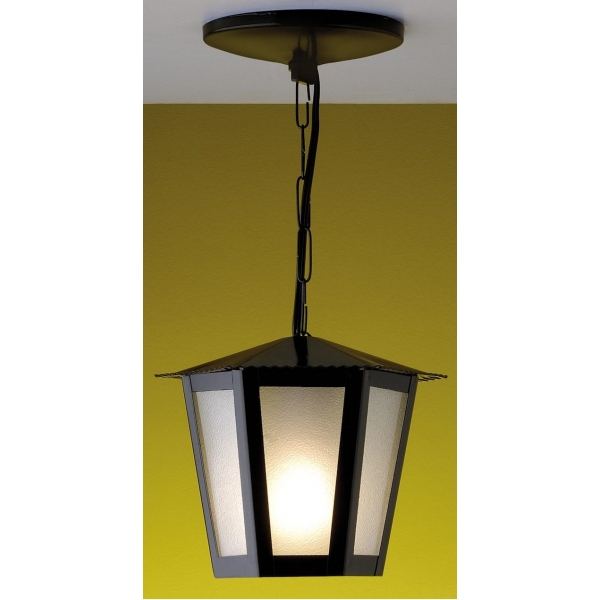 Pendente Colonial Sextavado Pequena Preto L-1 C Pt Ideal Iluminação