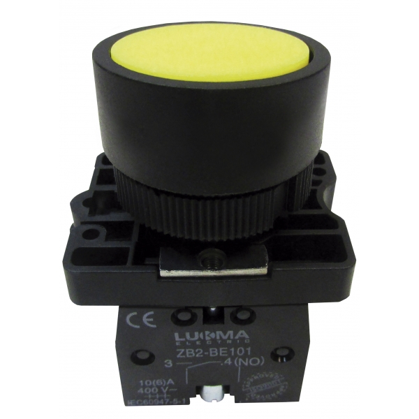 Botão Pulsador 22 mm Amarelo 1NA 14011 Lukma