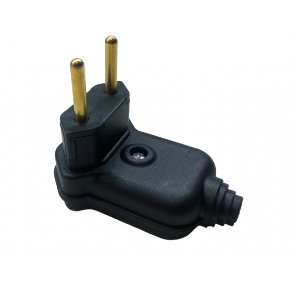 Plugue Macho 2P 10 A Lateral 90° com Prensa-Cabo Preto PA17714 Margirius
