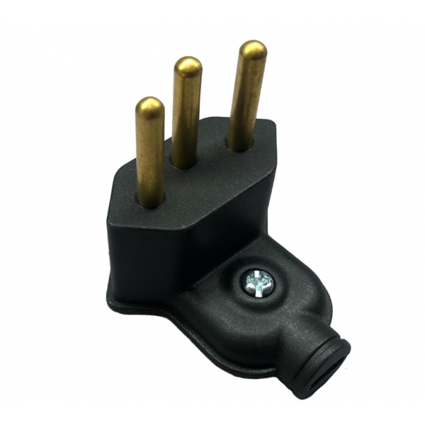 Plugue Macho 2P+T 10 A Lateral 90° Preto PA13085 Margirius