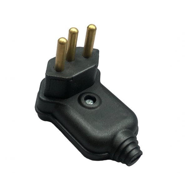 Plugue Macho Lateral 2P+T 20 A Preto com Prensa-Cabo PA016598 Margirius
