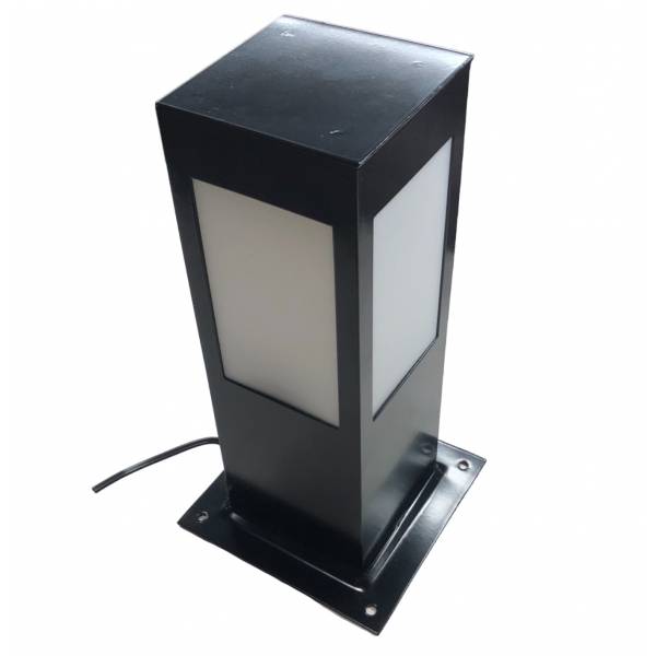 Poste Balizador Quadrado 30cm 1 Lâmpada E-27 Preto Pa-130 Pt Ideal Iluminação