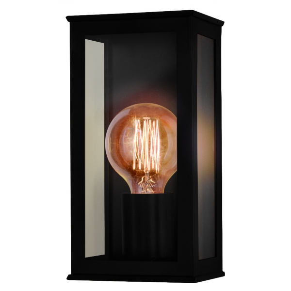 Arandela com Vidro Transparente para Lâmpada E27 Preto 260 Ideal Iluminação