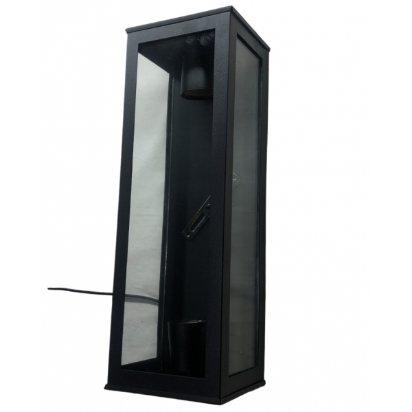Arandela com Vidro Transparente para 2 Lâmpadas E27 Preto Ideal Iluminação
