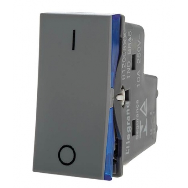 Interruptor Bipolar Simples 10 A 250 V Cinza Pial Plus+ 612005CZ Pial Legrand