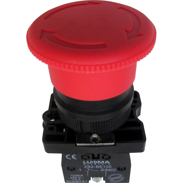 Botão Cogumelo Vermelho com Retenção 1NF LK2-ES542 14020 Lukma