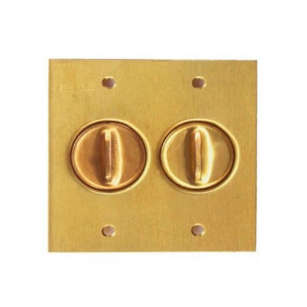 Espelho Placa Piso Latão Dourado 4x4 2 Tomada Redonda Roscavel Elétrica Bichuette