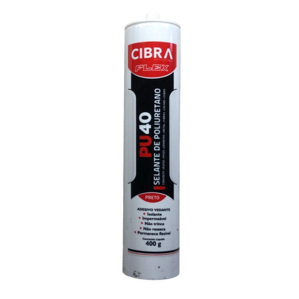 Selante de Poliuretano PU 40 Preto 400 g Cibra