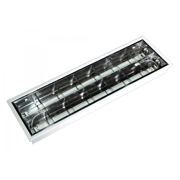 Luminária de Embutir para 2 Lâmpadas Tubulares LED 9 W com Refletor e Aletas Anodizadas Elétrica Bichuette