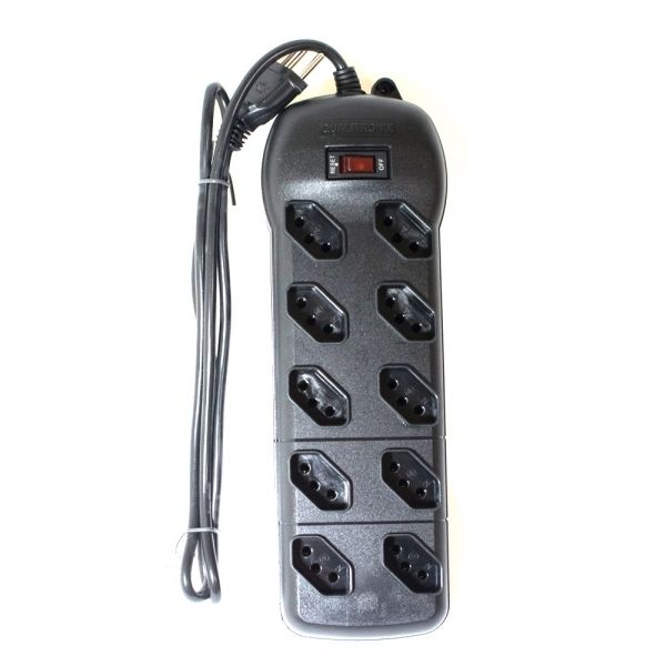 Filtro Linha 10 Tomadas Bivolt Preto QFL10 Qualitronix