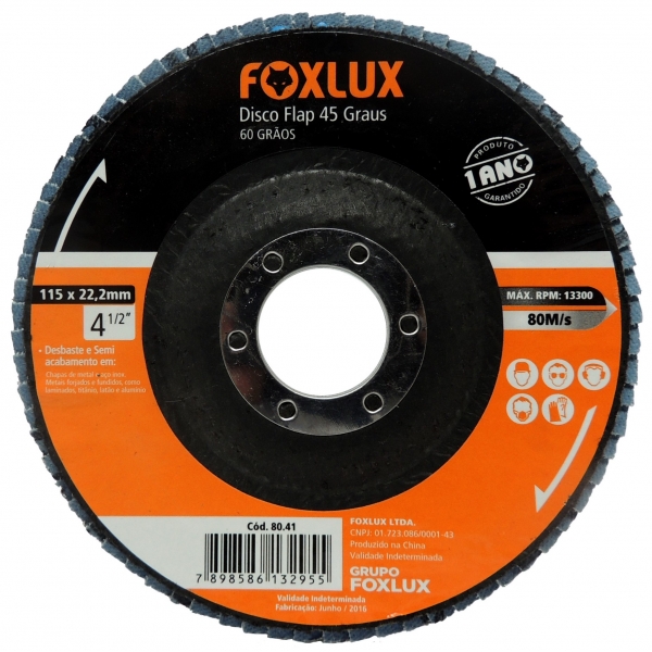 Disco Flap 45 Graus -metal 4 1/2 x 60g 80.41 Foxlux