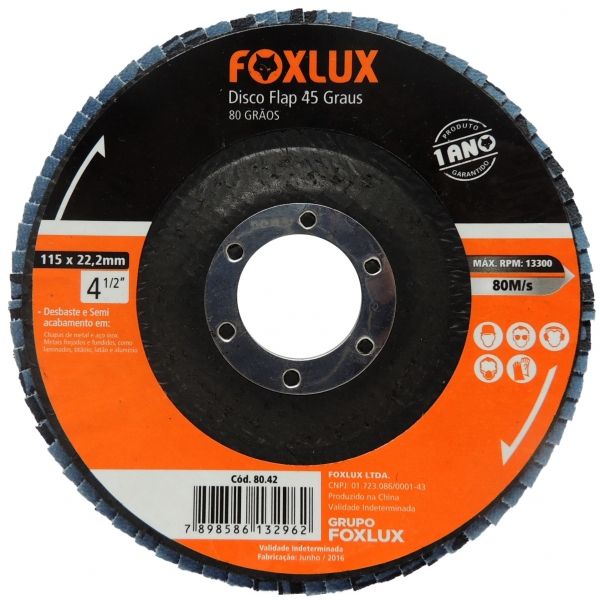 Disco Flap 45 Graus -metal 4 1/2 x 80g 80.42 Foxlux
