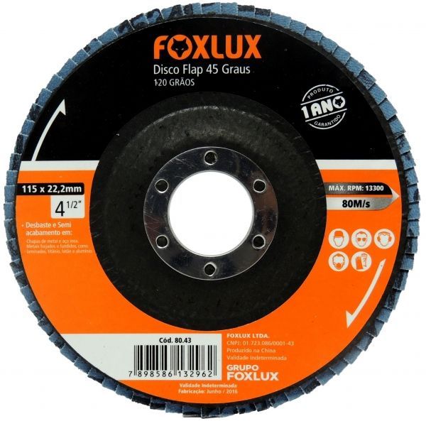 Disco Flap 45 Graus -metal 4 1/2 x 120g 80.43 Foxlux