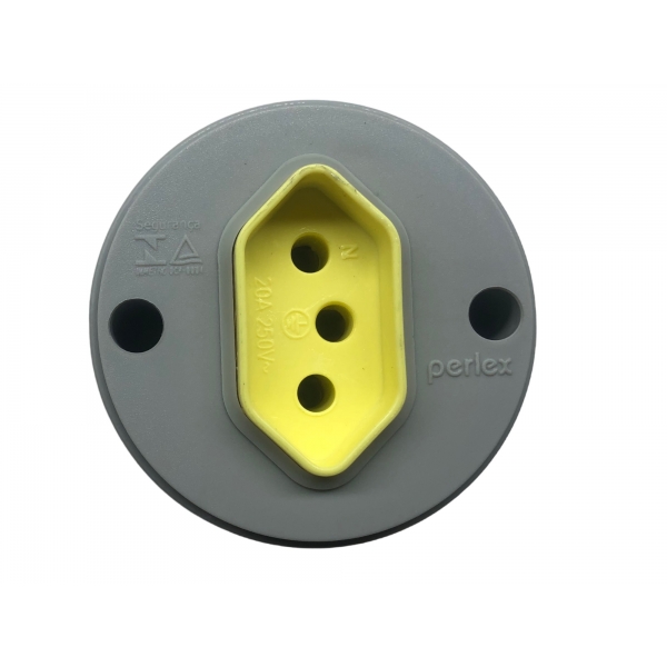 Tomada de Sobrepor Redonda 2P+T 20 A 250 V Cinza 815 Perlex