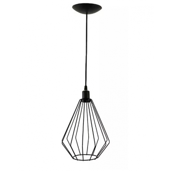 Pendente Luminária Teto Arame Balon Preto Illuminei