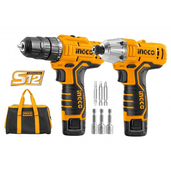Combo com Parafusadeira 3/8 pol. e Chave de Impacto INGCO CKLI1201-9
