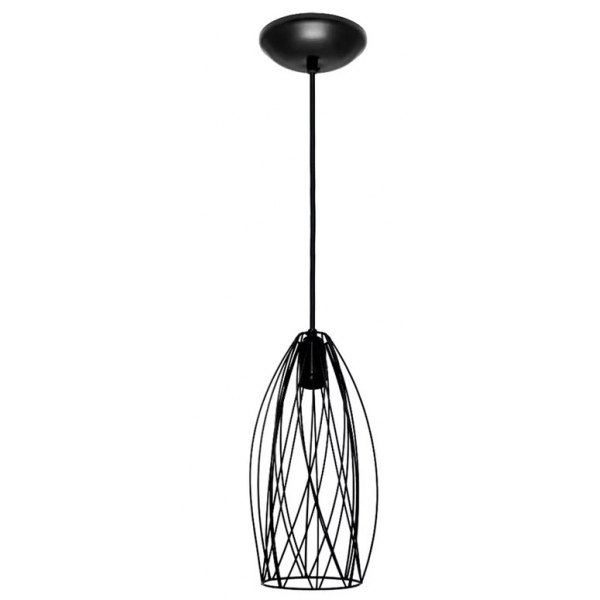 Pendente de Arame Barril Torcido Preto Illuminei