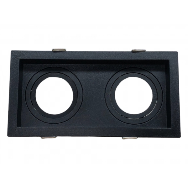 Spot De Embutir Quadrado Duplo Recuado Para Lampadas MR16 Preto Moon