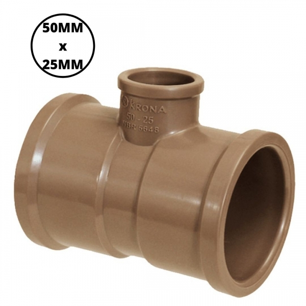 Tê de Redução Soldável Água Fria 50x25 mm Krona 0468
