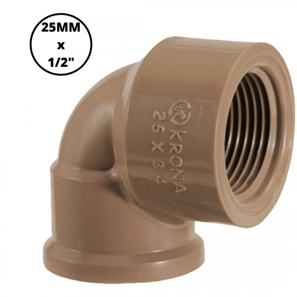 Joelho 90° Soldável com Rosca Água Fria 25 mm x 1/2 pol. Krona 0485
