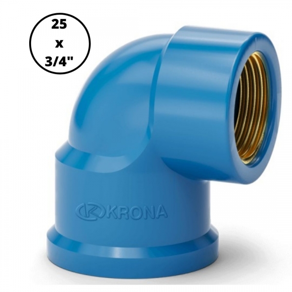Joelho 90° Soldável Latão Água Fria 25 mm x 3/4 pol. Krona 0498